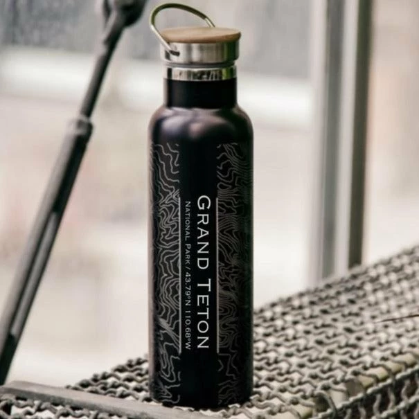 Grand Teton National Park Engraved Bottle W Bamboo Top 2 Grand Teton National Park Engraved Bottle W Bamboo Top - Image 2