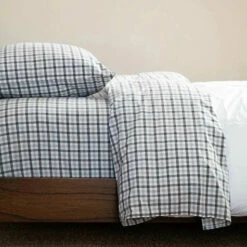 Ash Grey Gingham Sheet Set