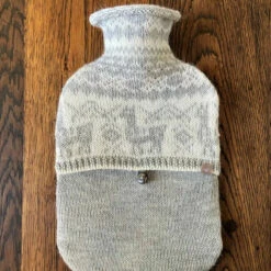 Alpaca Fair Isle Hot Water Bottle - Pale Grey