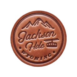 Jackson Hole Wyoming Leather Coaster