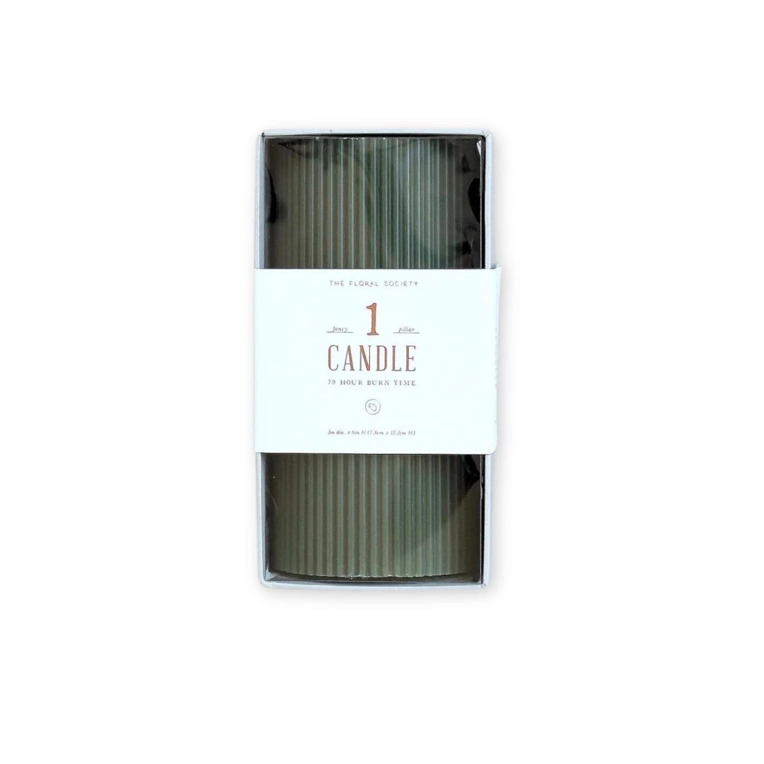 Fancy Ribbed Pillar Candle - The Floral Society 1 Fancy Ribbed Pillar Candle - The Floral Society
