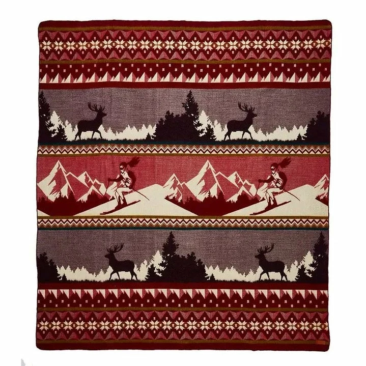 Red Ski Adventure Southwestern Blanket 1 Red Ski Adventure Southwestern Blanket