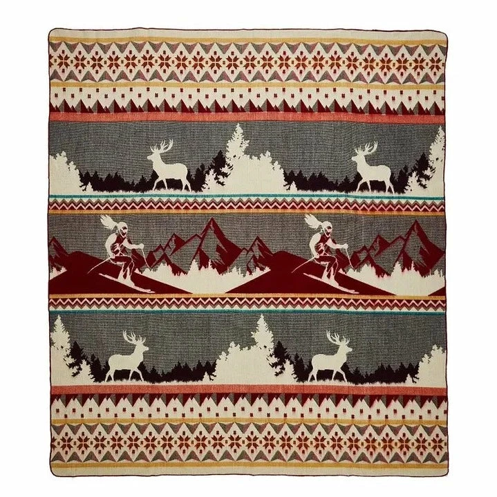 Red Ski Adventure Southwestern Blanket 2 Red Ski Adventure Southwestern Blanket - Image 2