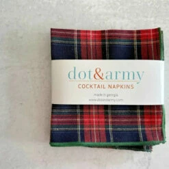 Tartan Cloth Cocktail Napkins -Trudon shop TartanDarkRed