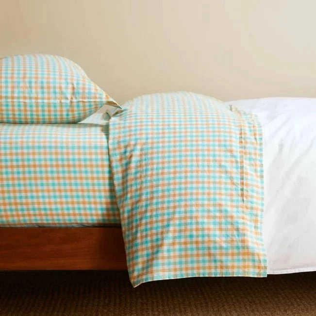 Turquoise & Flax Gingham Sheet Set 1 Turquoise & Flax Gingham Sheet Set