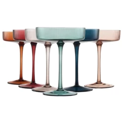 Ribbed Pastel Coupe Glass Set