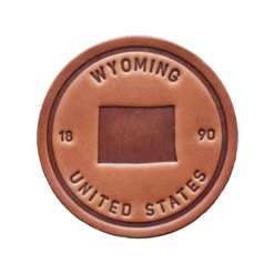 Wyoming State Silhouette Leather Coaster
