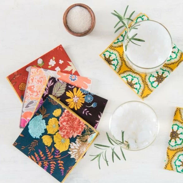 Winter Blue Floral Cocktail Napkin Set 2 Winter Blue Floral Cocktail Napkin Set - Image 2