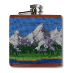 Tetons Needlepoint Flask